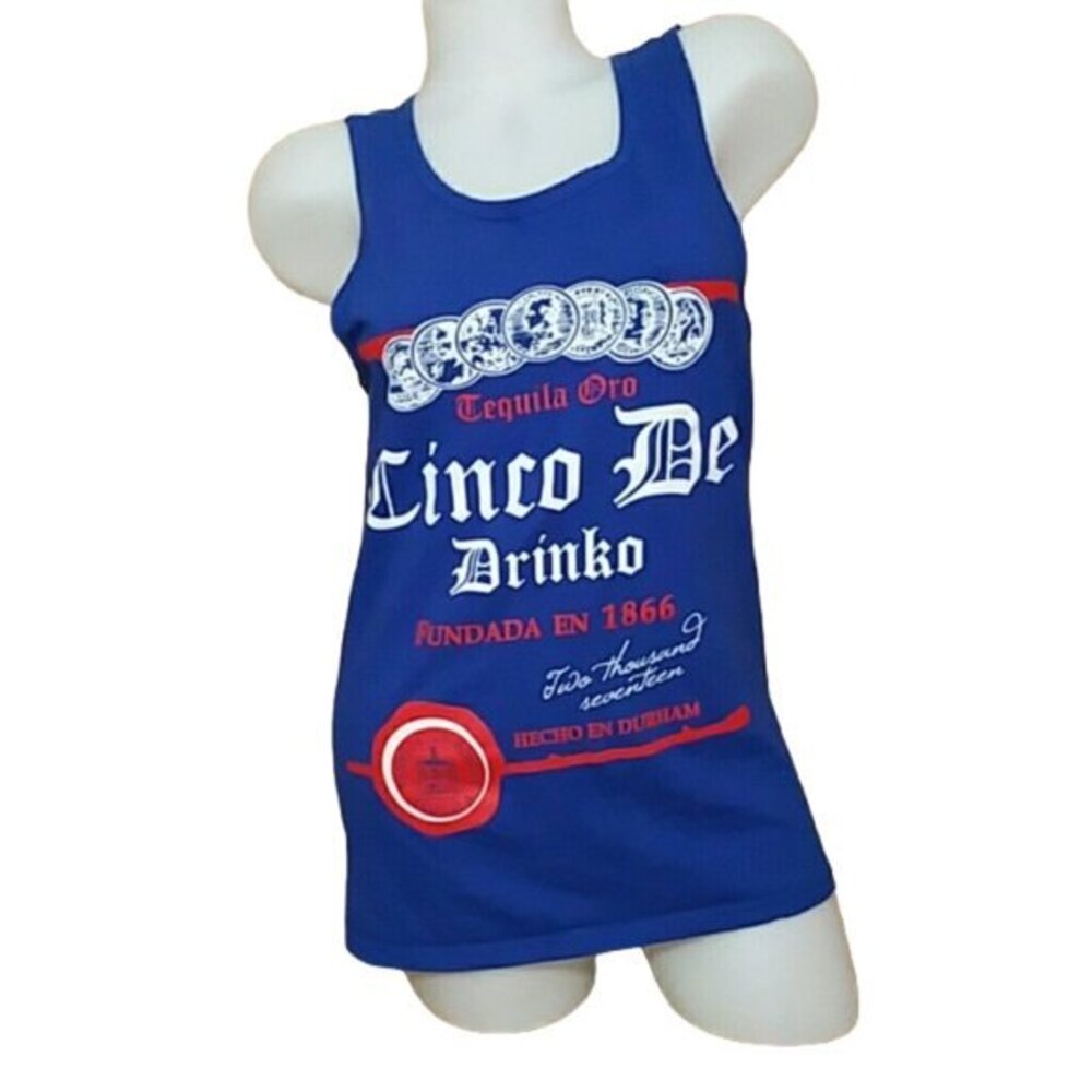 Cinco De Drinko Blue Tank Top Small
